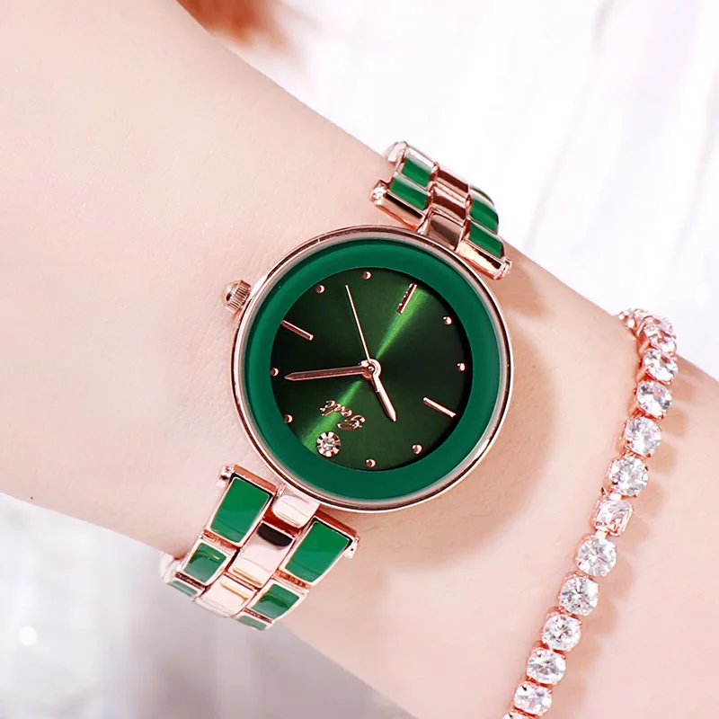 

New elegant steel strap women's fashion student white quartz watch