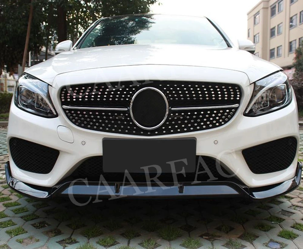 C Класс углеродного волокна/ABS передний бампер спойлер для Mercedes Benz W205 C43 AMG C200 C300 не