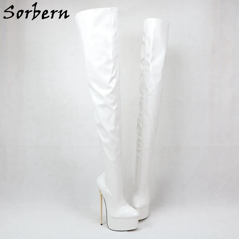 Sorbern/ботфорты на высоком металлическом каблуке сапоги до бедра шпильке женские