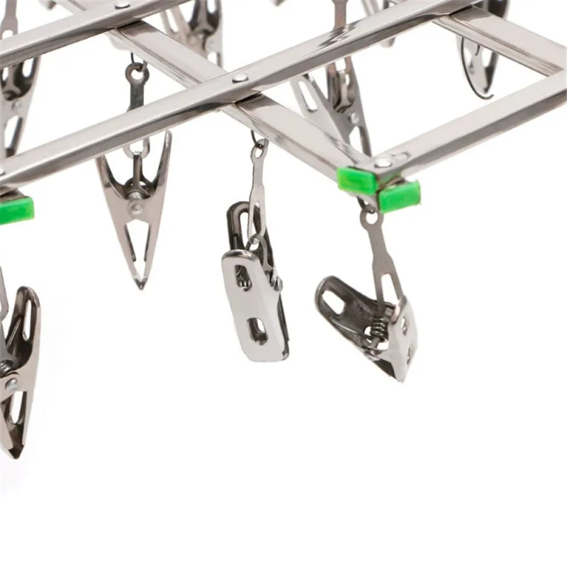 35 Clips Stainless Steel Laundry Rack Foldable Sock Clothes Airer Folding Hanger Drying Underwear Socks Holder | Дом и сад
