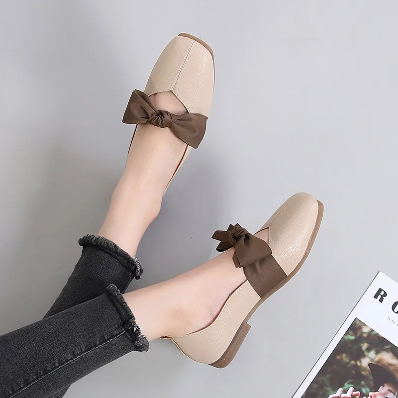 New Spring Autumn Fashion Women Flat Shoes Round Toe Oxford Shoes Woman Soft Leather Woman Flats Casual Women's Shoes Loafers