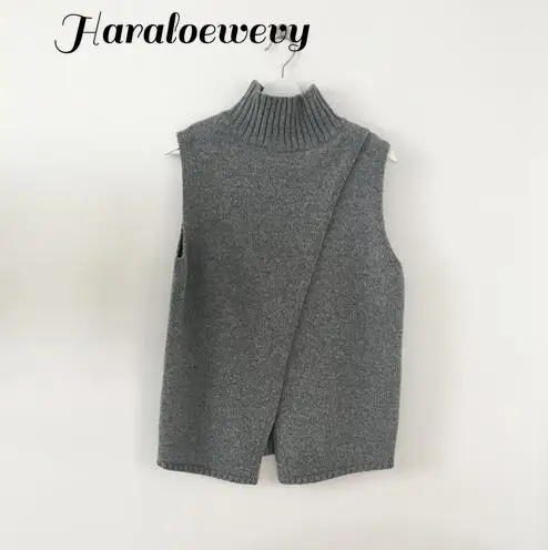Фото knitted vest Office Lady gray Turtleneck 2019 Spring Autumn Women Vest Wool Sweater Vests Poullovers Sleeveless Female Ves Женская knitted vest Office Lady gray Turtleneck 2019 Spring Autumn Women Vest Wool Sweater Vests Poullovers Sleeveless Female Ves Женская