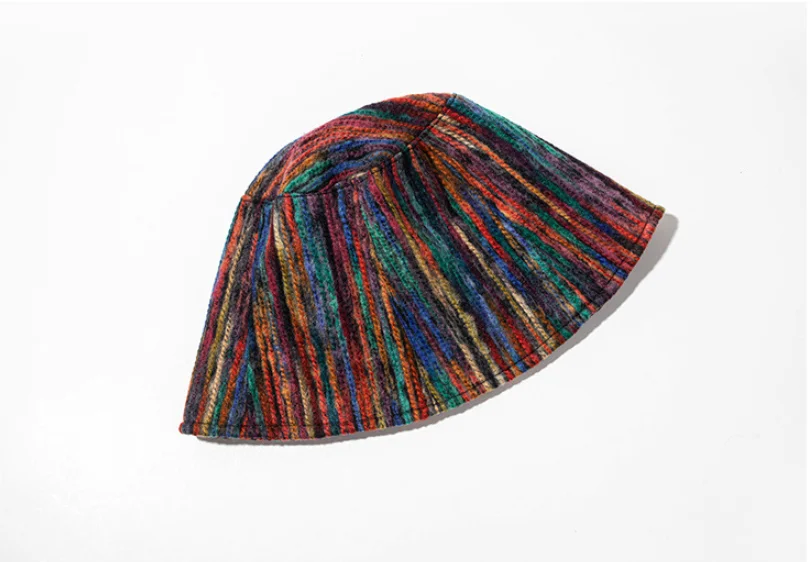 

New Rainbow Colors Women Bucket Hats Winter Spring Lady Street Style Harajuku Print Outdoor Sunscreen Travel Vacation Cap Hats