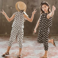 2021 summer school girls clothing sets black and white suit 100 cotton polka dot topsshort pants 2pcs girls childrens clothes