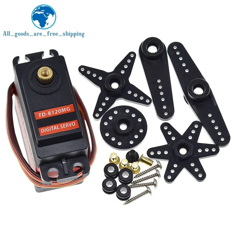 Водонепроницаемый цифровой сервопривод TZT TD-8120MG с металлической шестерней с высоким крутящим моментом 20 кг и углом 180 для радиоуправляемой модели автомобиля