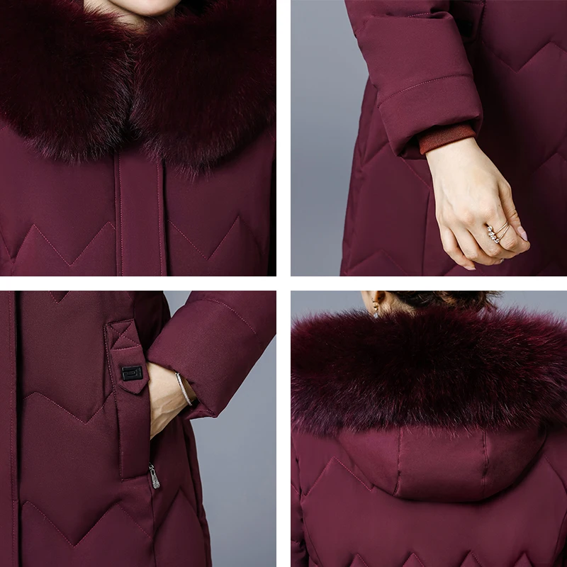 

2020 Winter X-long Jacket Women Oversized X-long Parkas Women's Office Ladies Hooded With Fur Collar Slim Thick Female Cold Coat