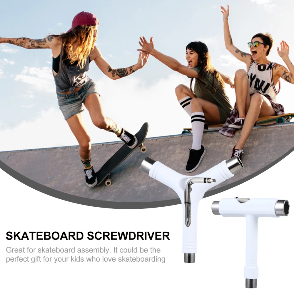 

2pcs All-in-One T/Y Screwdriver Multi-function Skateboard T Tool (White)