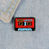 rock spirit hope world brooches pins retro tape hard enamel metal pins denim clothes badges pins gift for music fan wholesale
