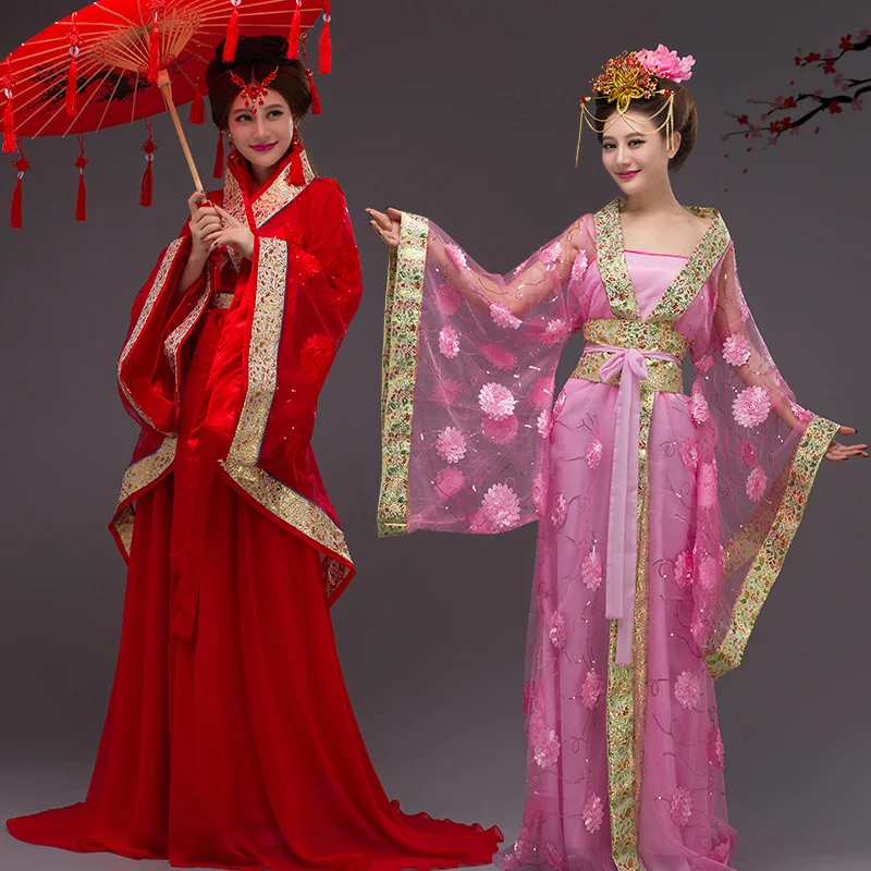 

Традиционное китайское женское платье ханьфу, китайские сказочные платья, танцевальный костюм, одежда ханьфу, древний костюм династии Тан ...