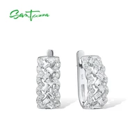 santuzza silver earrings for women 925 sterling silver stud earrings sparkling white cubic zirconia brincos trendy fine jewelry