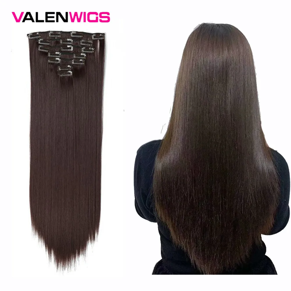 Valenwigs накладные синтетические волосы на заколках 22 дюйма длинные прямые чистый