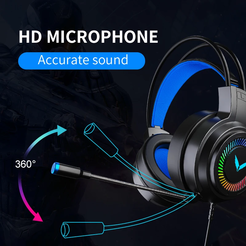 Игровые наушники JIMARTI G60 игровые с объемным звуком стерео проводные USB микрофоном