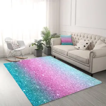BlessLiving Colorful Rainbow Area Rug For Living Room Trendy Center Rug Turquoise Blue Pink Bedroom Carpet Pastel Floor Mat Rug 2