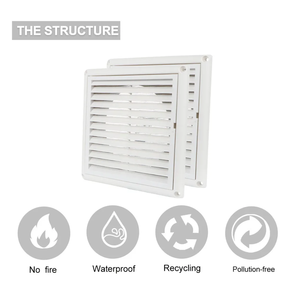 

1PC Air Vent Ventilation Grill Cover Wall Ceiling Mounted Vent Built-in Fly Screen Mesh for Bathroom Office Home (White, 100mm)
