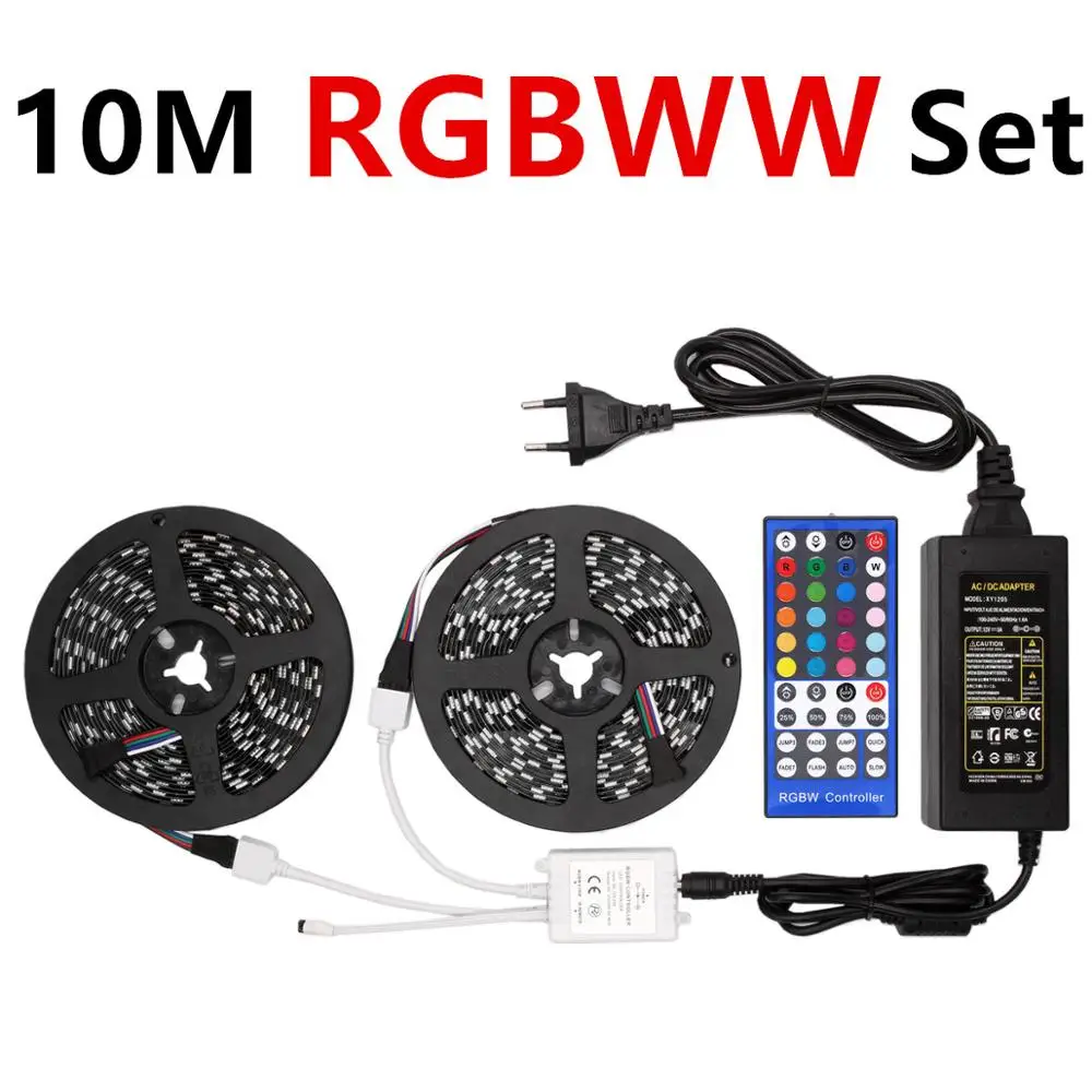 10M RGBWW Set RGB Светодиодная лента Водонепроницаемая RGBW DC12V 5050 белый, черный, pcb wifi RGBWW гибкий светодиодный светильник неоновая лента дистанционный Рождественский - Испускаемый цвет: 10M RGBWW Set