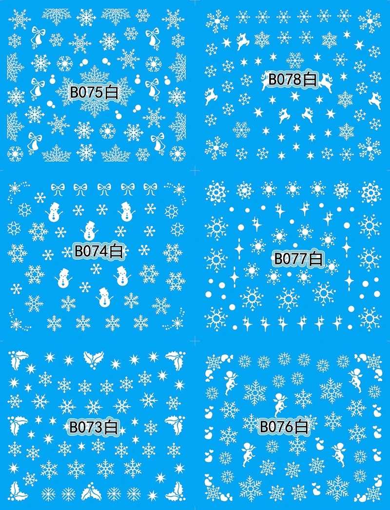 

12 sheets mixed designs white snowflake water transfer nail art decorations stickers beauty nails manicure tools new arrivals