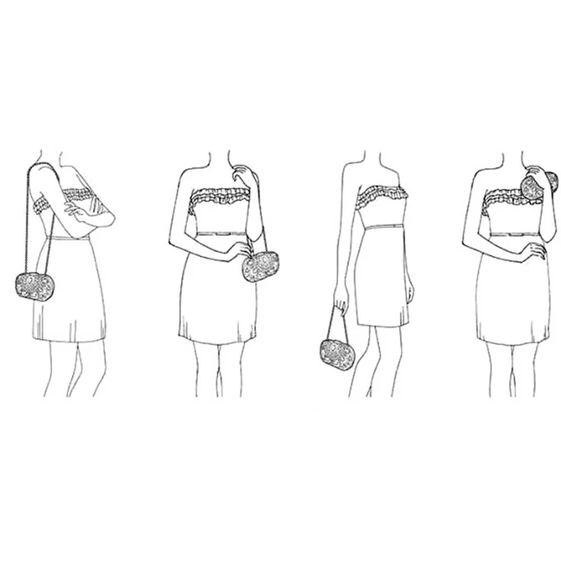 

Women Heart Shaped Evening Bag Banquet Cluth Handbag Purse Party Lace Chain Bags for Wedding Party