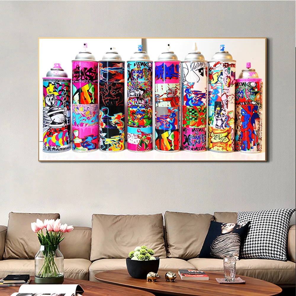 

Graffiti Street Art Spray Can Collection Wall Posters And Prints Colorful Graffiti Paint Bottle Decorative Pictures For Bar Cafe
