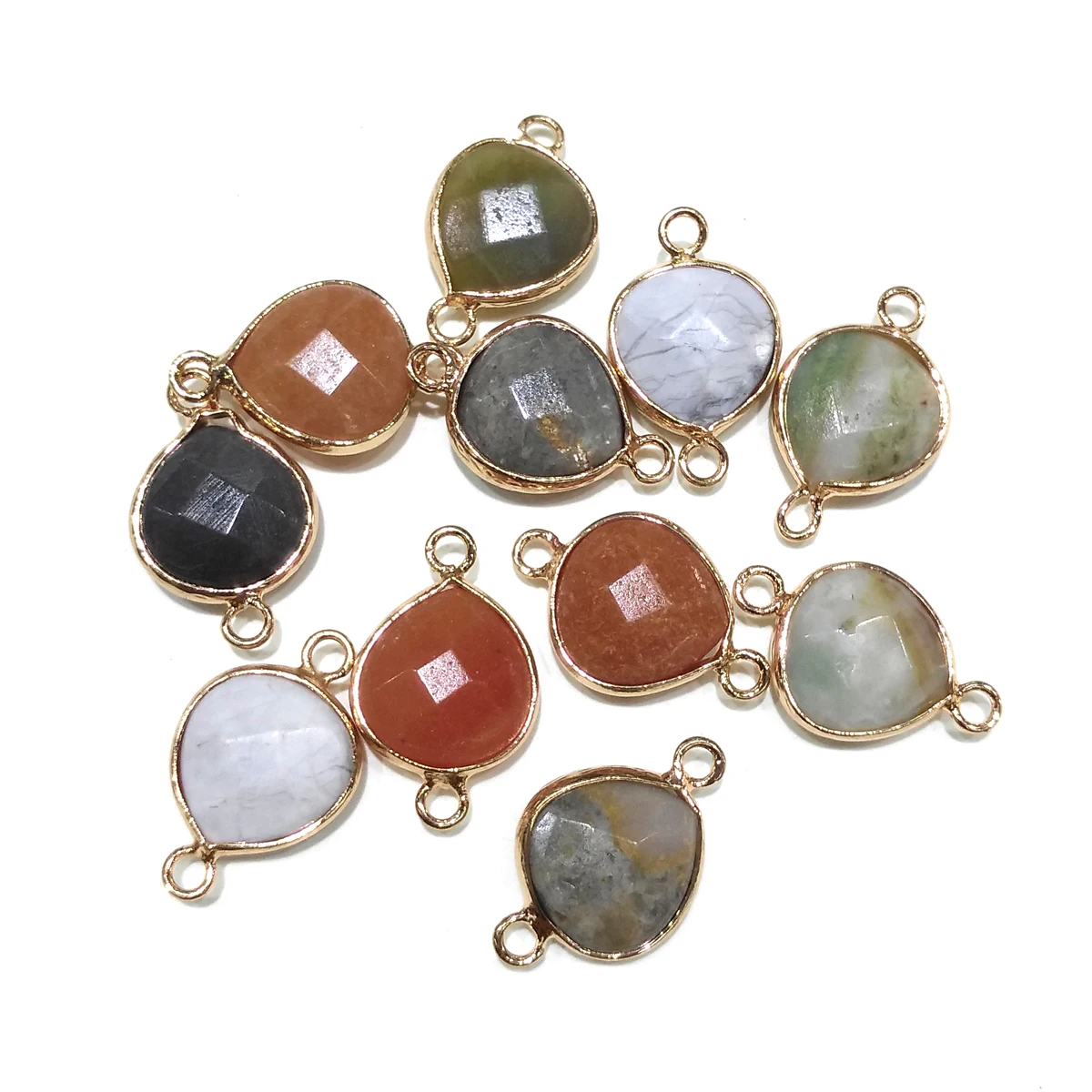 

3 Pieces Natural Stone Charms Connectors Pendants Agates Necklace Pendant for Jewelry Making DIY Accessories Size 14X23mm