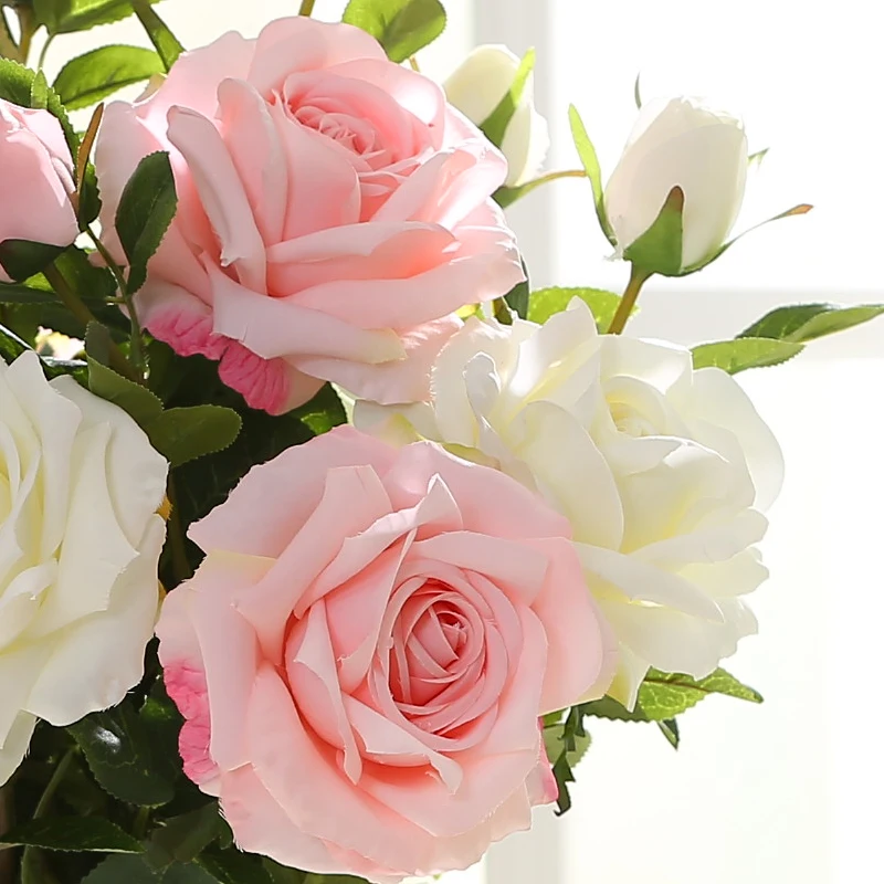 2 Heads Fake Roses Branch Flores High quality Artificial flowers Bouquet Plastic Silk Flowers Bride For Home Wedding Decor | Дом и сад