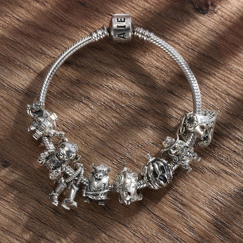 

Western Cowboy Gothic Series 925 Silver Halloween Pumpkin Boots Hat DIY Beads Fits Original Design Charm Bracelet Europe Jewelry