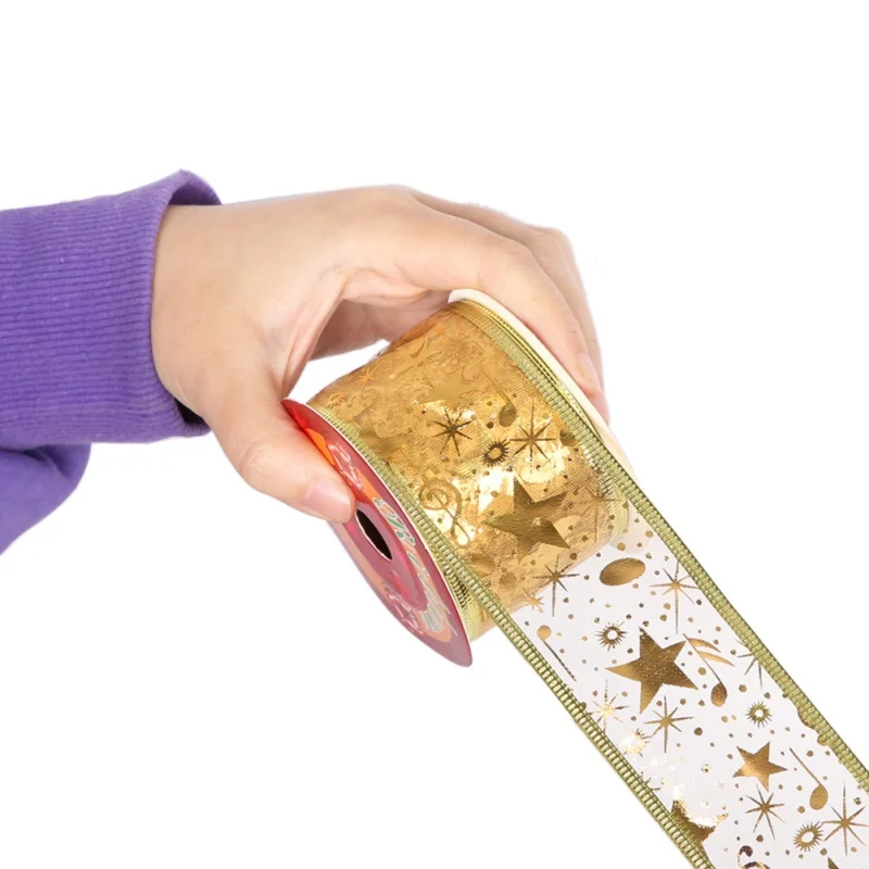 9 м горячее тиснение музыкальные ноты Рождественская лента с пятиконечной