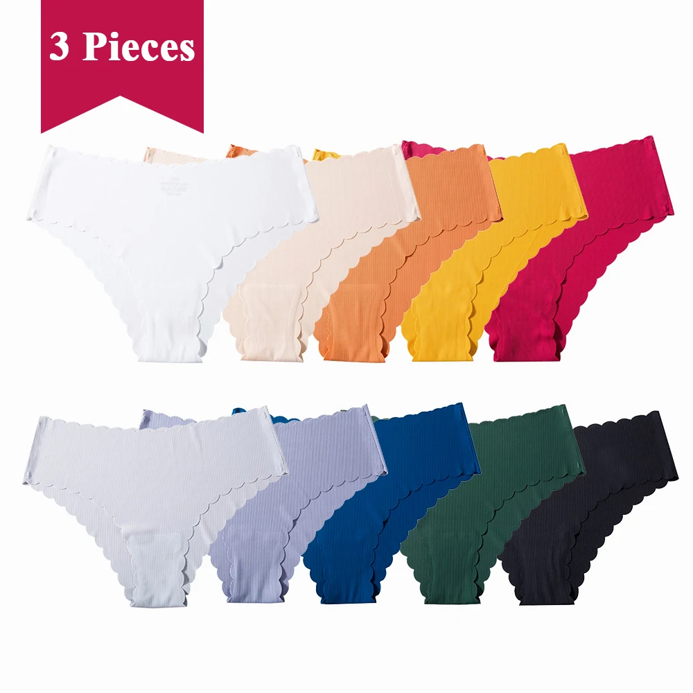 

3 Pieces Women Invisible Panties Seamless Underwears Invisible Panty Line Laser Cut Panties Hipster Women's Sexy Bikini