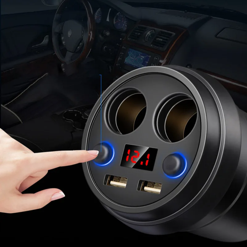 

USB DC/5V 3.1A адаптер питания для быстрой зарядки двигателя прикуриватель сплиттер с переключателем светодиодный вольтметр дисплей напряжения ...