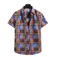 fashion ethnic style print short sleeve shirt men 2021 summer new beach hawaiian shirt men holiday vacation shirts male chemise