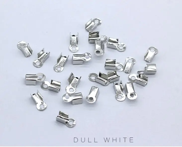 dull silver 100p 4x9 мм серебряное позолоченное металлическое ожерелье шнур кончик ювелирных изделий плавное складывание на застежке Обжимные бусины соединители пряжки - Цвет: dull silver