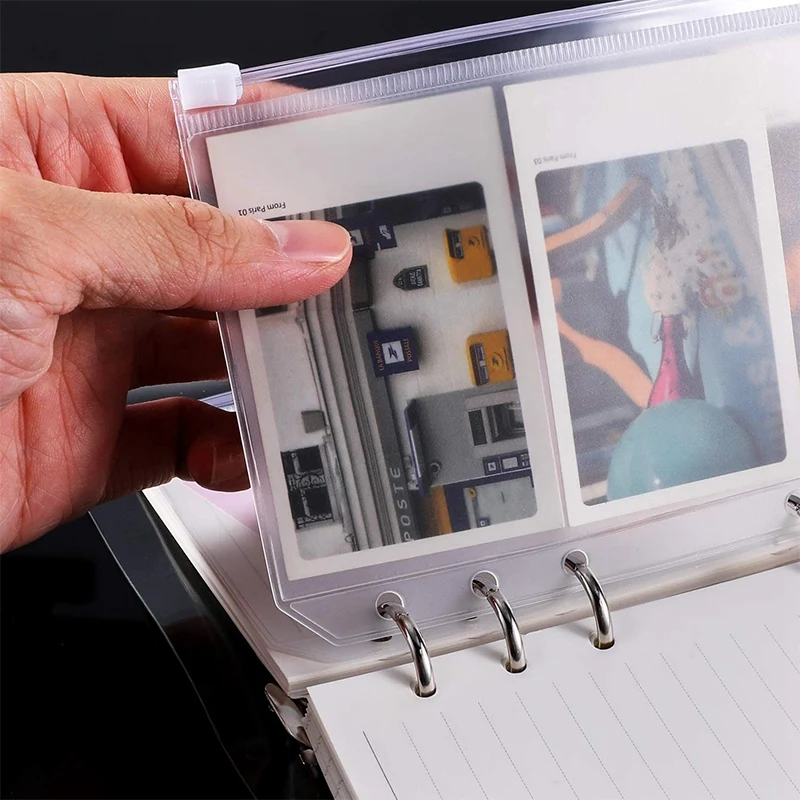 

A6 Size 6 Holes Binder Pockets, Binder Zipper Folders, Zipper Loose Leaf Bags for Documents Notebooks Cards, 15 Pcs