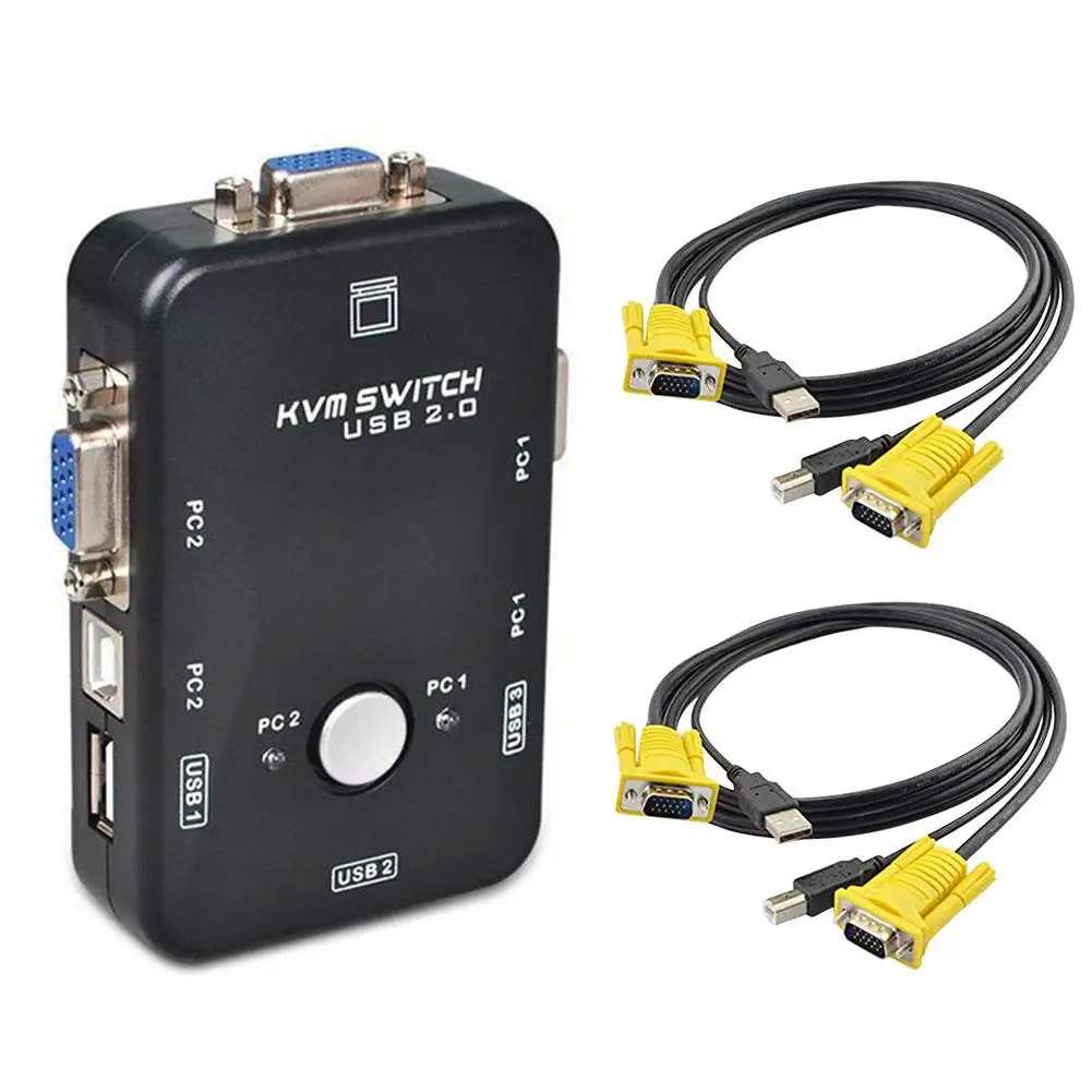 

KVM-переключатель, 2 порта, ПК-переключатели монитора, 2 USB-кабеля VGA для компьютера, клавиатуры, мыши, монитора, Plug And Play, Прямая поставка