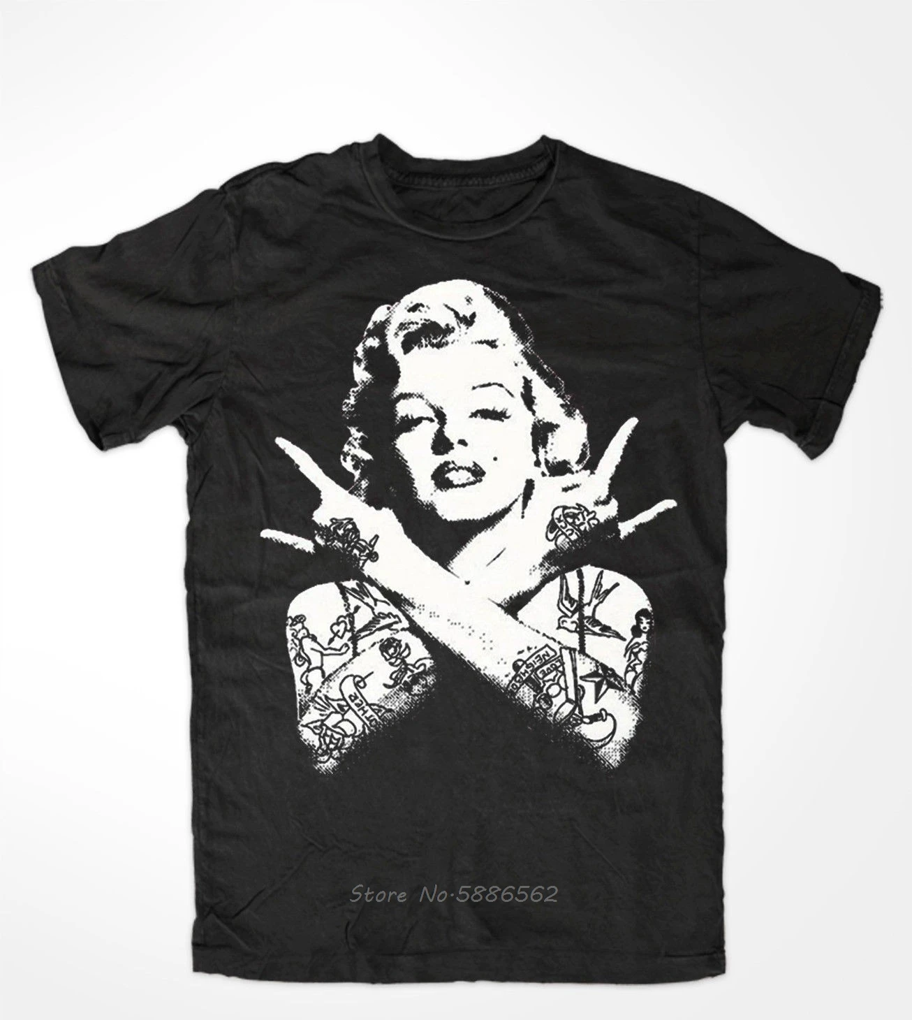 Marilyn Monroe Tattoo 1 Премиум Футболка Marylin Biker Motorrad Punk Rock N Roll модные хлопковые футболки