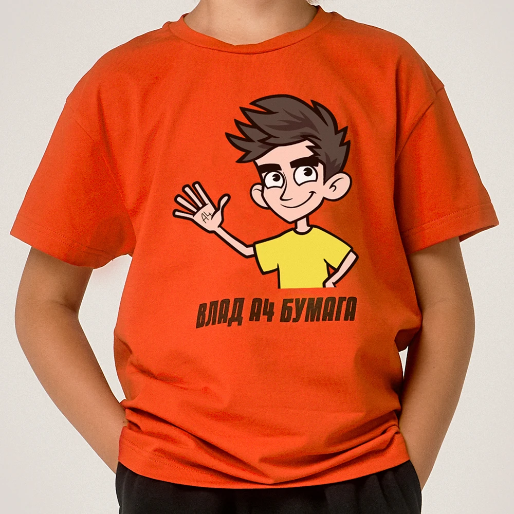 Children's 100% Cotton T Shirts Merch Vlad A4 Print Casual Family Clothing Set boy's & girl's Fashion Tops