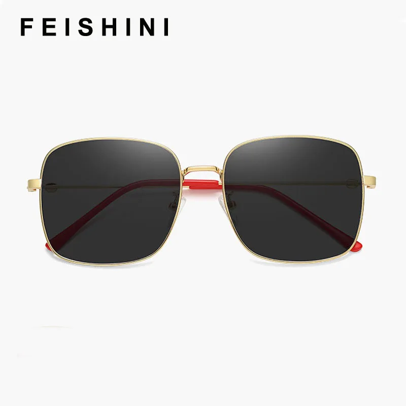 FEISHINI 2022 Celebrity Protable Quality Sunglasses Women Oversized Square Brand Design Luxury Sunglass Top Gradient Vintage | Аксессуары