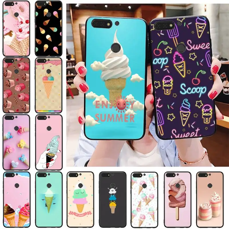 Чехол Babaite с мороженым черный мягкий чехол для телефона Huawei Honor 8X 9 10 20 Lite 7A 7C Honor10i 9X