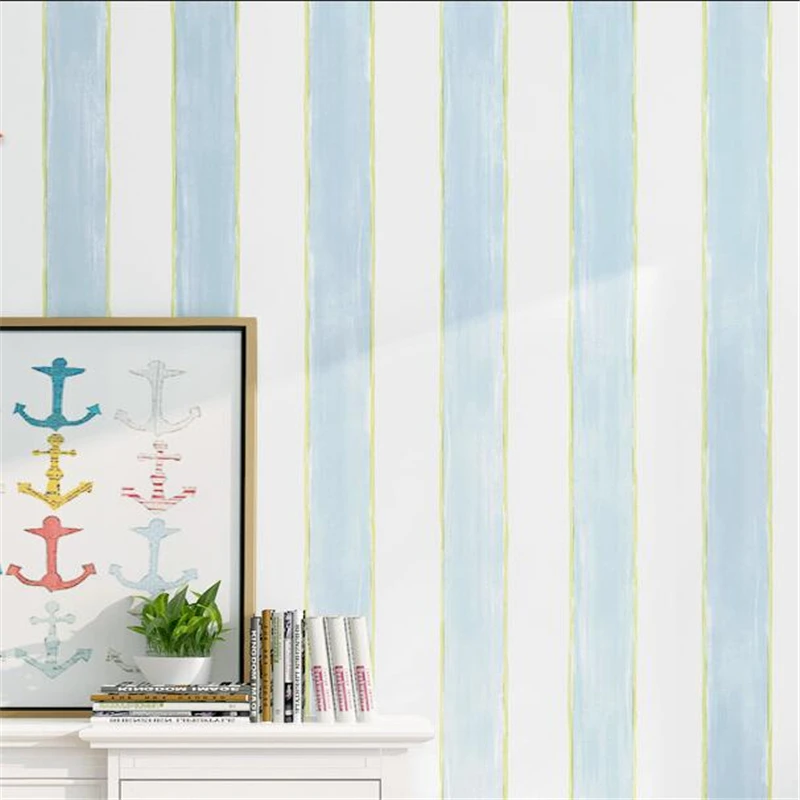 wellyu Children's Wallpaper Bedroom Girl Boy Room Nordic Style Princess Pink Cartoon Vertical Stripe |