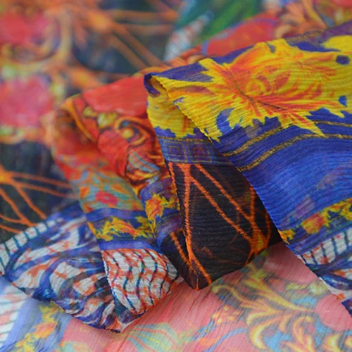 Fashion striped print 100% pure silk crinkle georgette gauze fabric SCG520 | Дом и сад