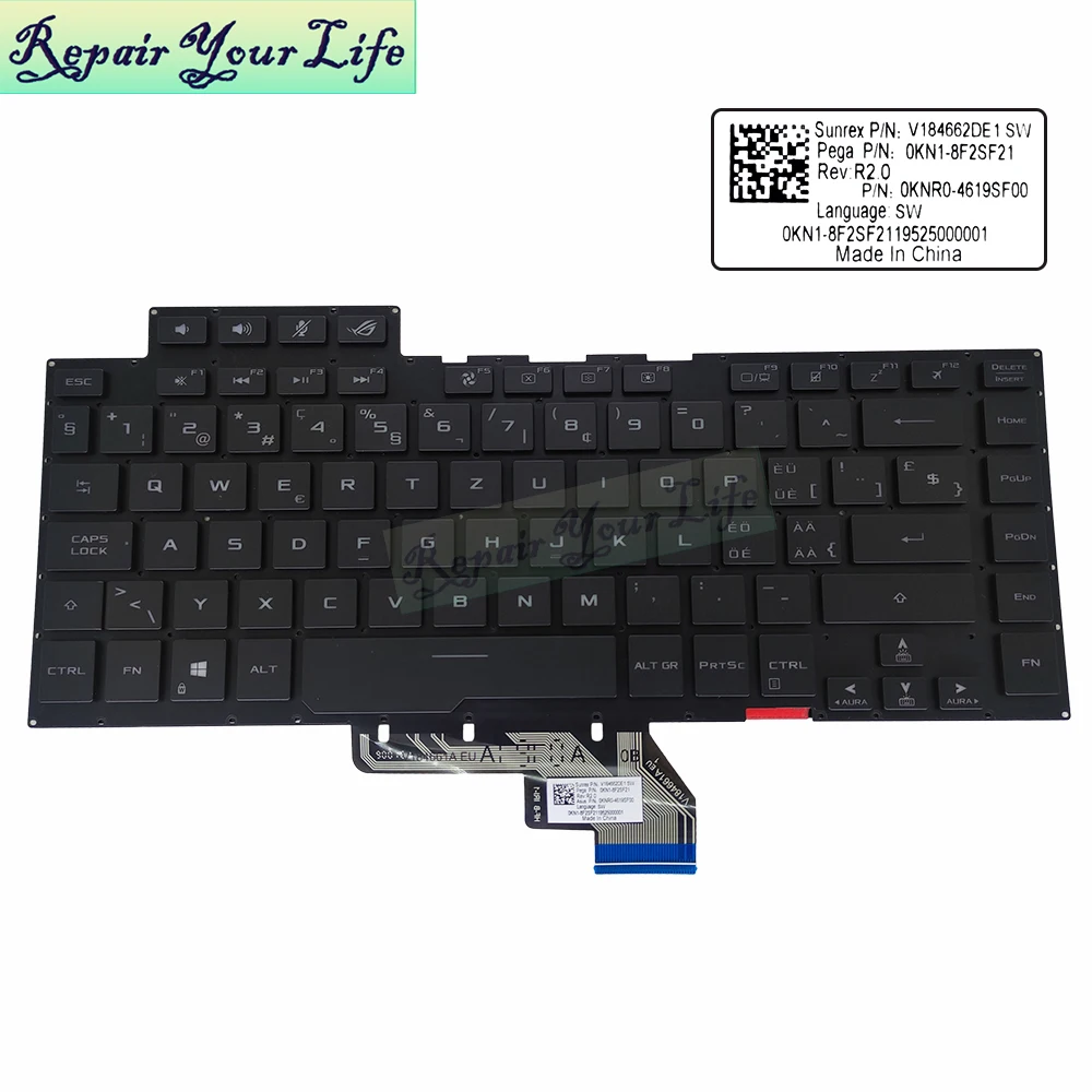 

SW WB Belgium RGB Backlit keyboard for Asus GU502L GU502GW GA502 GA502IV ROG Zephyrus S M Gaming notebook PC Swiss keyboards