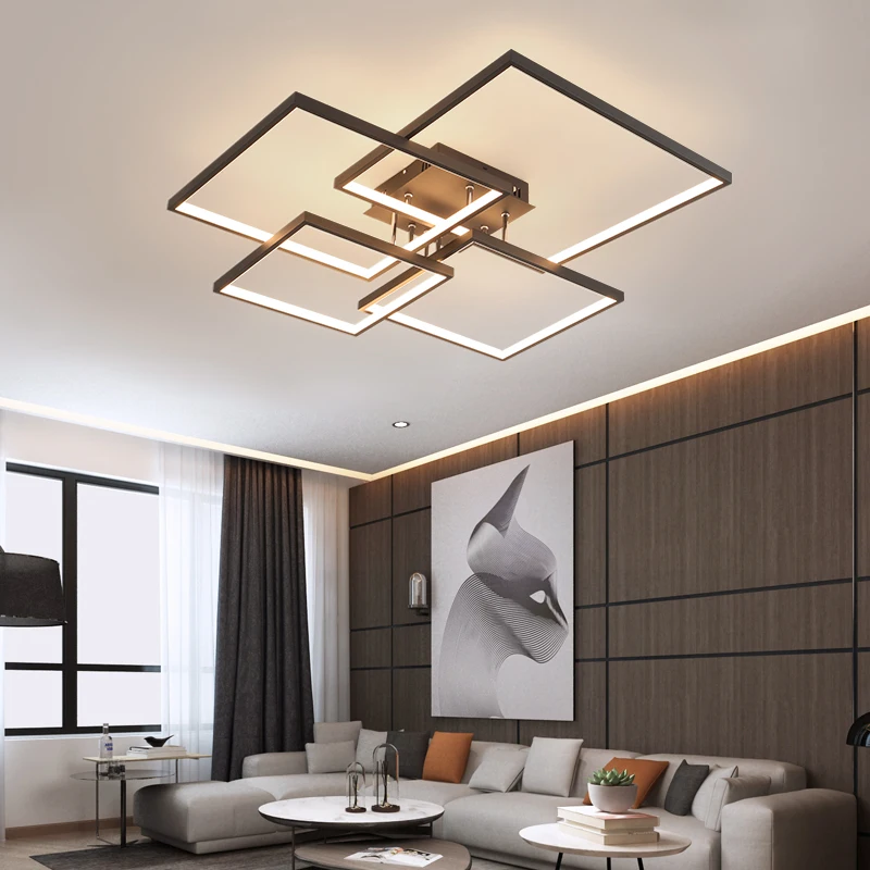 

FANPINFANDO Modern Led Ceiling Chandeliers For Living Room Bedroom Black Study Kitchen Led Chandeliers Indoor Lighting Fixtures