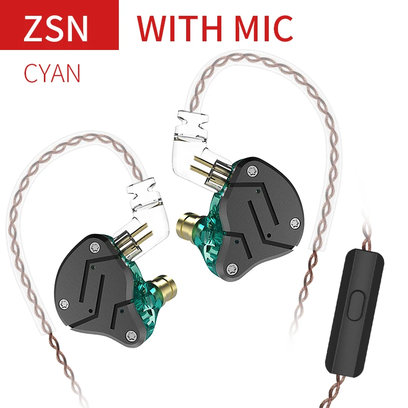 Гибридные наушники вкладыши KZ ZSN 1BA + 1DD Hi Fi мониторы спортивные для бега DJ