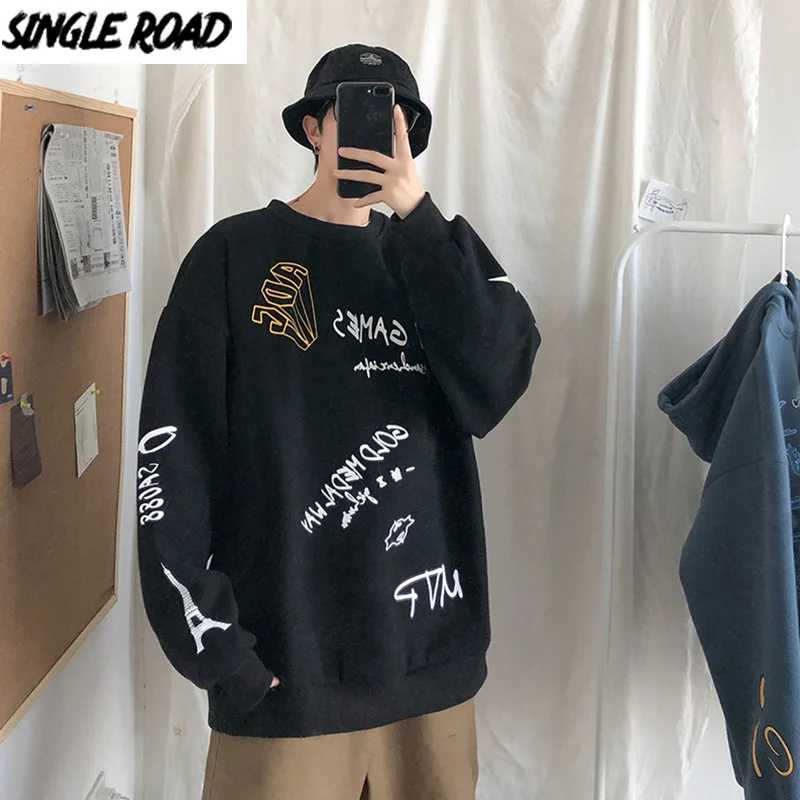 SingleRoad мужская толстовка с круглым вырезом для мужчин 2020 зима больших размеров в