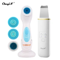 ultrasonic skin scrubber deep face cleaning machine facial silicone brush pore acne cleaner blackhead remover beauty exfoliator