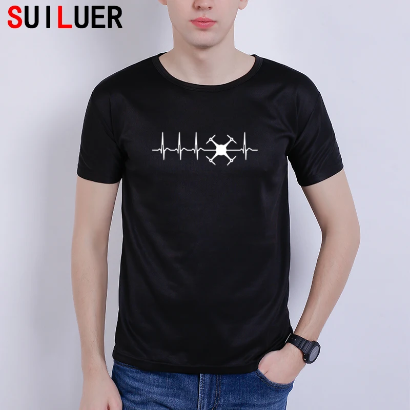 

evolution ekg heartbeat drohne drone cotton T-Shirt summer new style Short sleeve pilot men t shirt tee tops Free Shipping