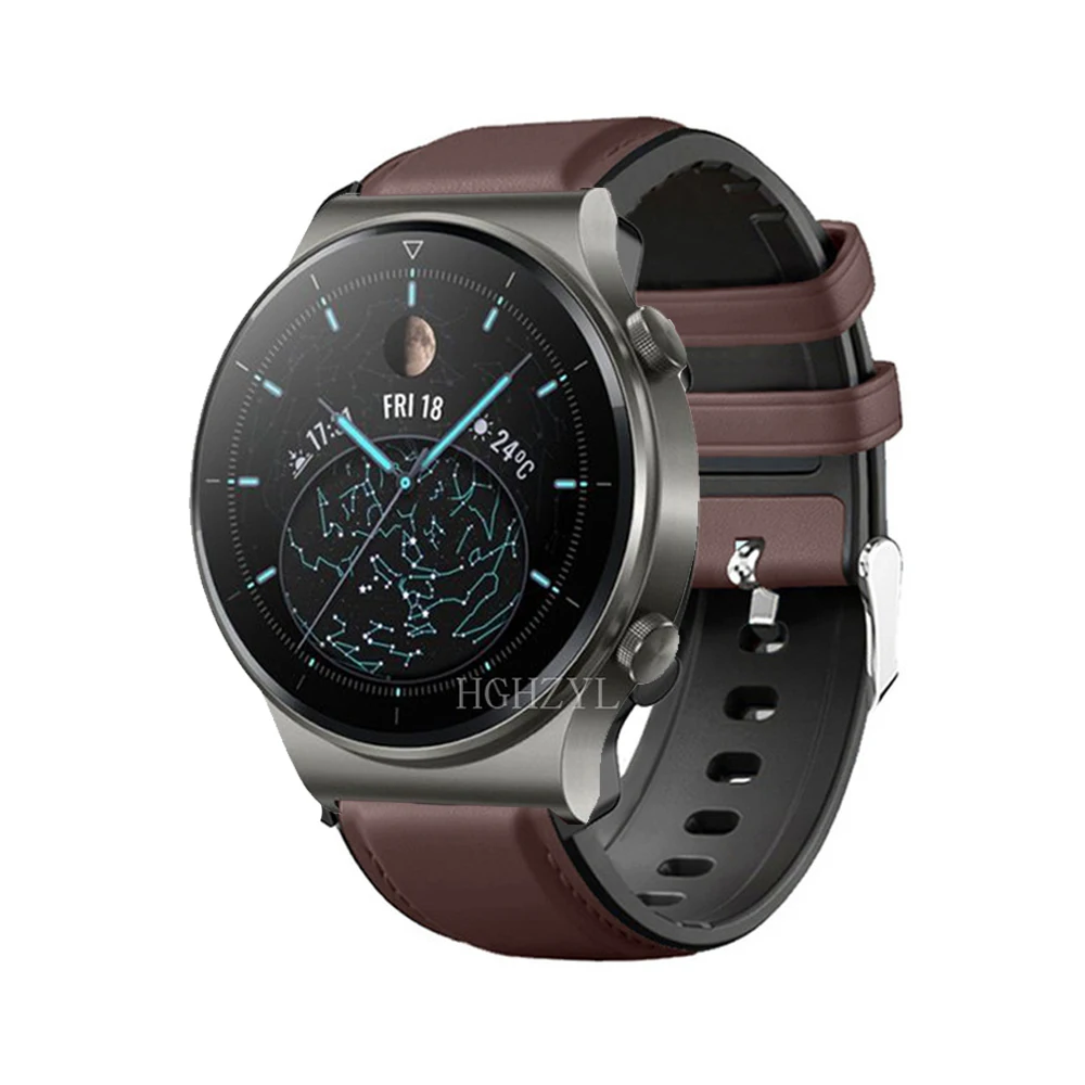 Ремешок из кожи и силикона для Huawei Watch GT 2 (46 мм) цвет в ассортименте - купить по