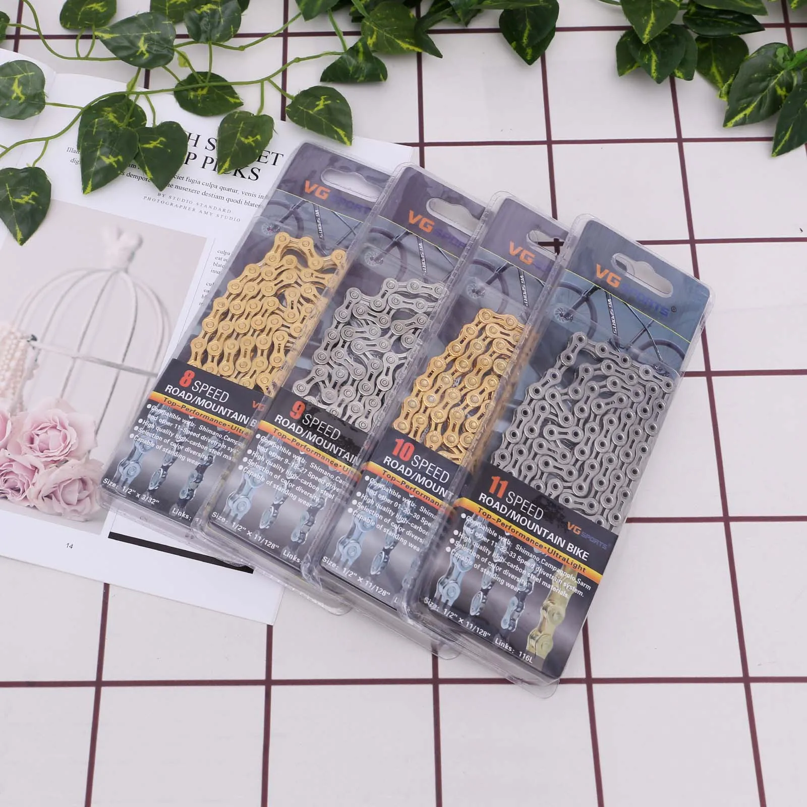 

VG Sports Ultralight Road Mountain Bike Part 116L Bicycle Chain 8/9/10/11 Speed High Strength Steel MTB Chains Half/Full Hollow