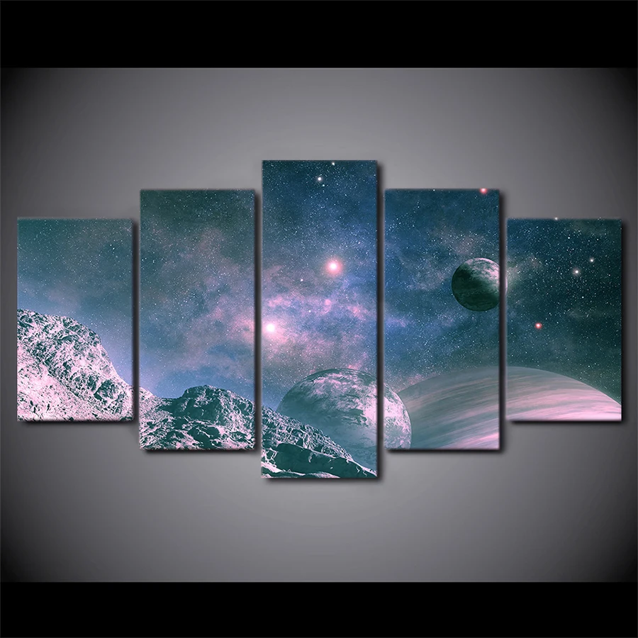 

HD printed 5 Piece Canvas Painting Universe Starry Sky Space Posters Modular Wall Pictures for Living Room Home Decor