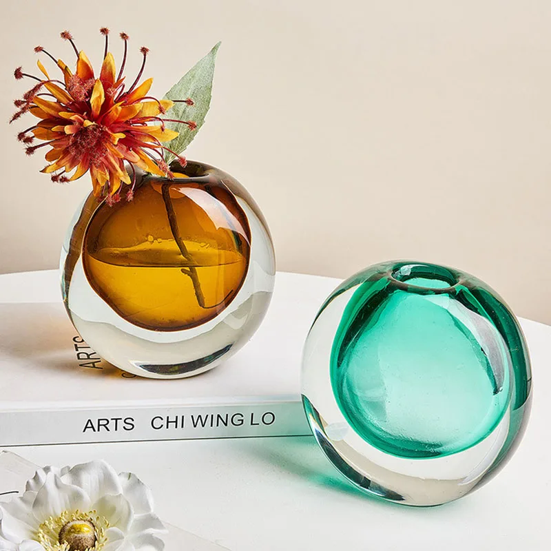 

Nordic Creative Amber Droplet Art Vase Glass Flower Vase Hydroponic Device Desktop European Home Decoration Accessories