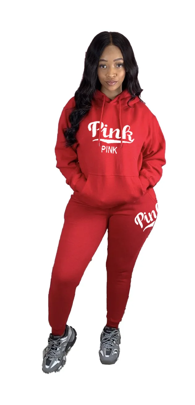 

Letter Pink 2021 Hot Sale New Design style Women Casual Clothing Sweatwear Sweet Sexy Fashion Soft Good Fabric cool soft P1049