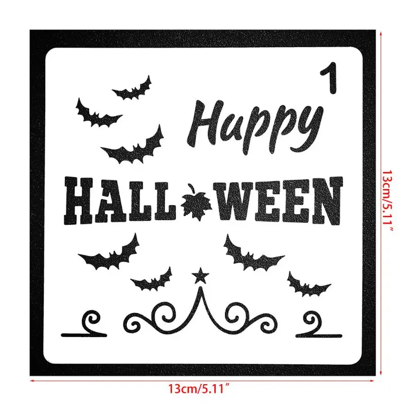 

8 Pieces Plastic Halloween Themes Stencils Scale Template Set, Old Castle,Pumpkin,Skeleton,Witch,Bat,Ghost,Art Drawing Painting
